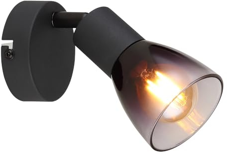GLOBO Wandleuchte Wandlampe Flurleuchte Metall Schwarz-matt Glas Rauchfarbe 1-Flammig