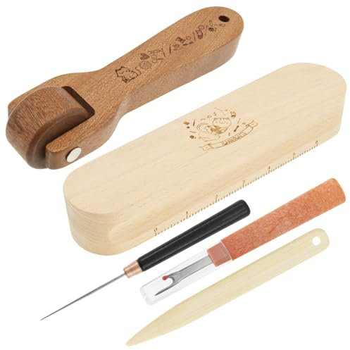Fyeme Nahttrenner mit Quiltnahtroller Nahtpresswerkzeug Aus Holz mit Edelstahlklinge Holz Nähschneider Klappe Klöppeln Set zum Quilten Nähen Bügeln