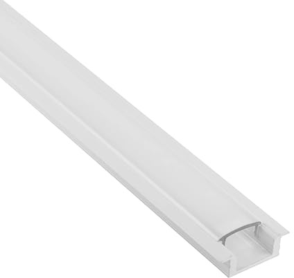 A25 LED Aluprofil weiß Einbauprofil für LED-Streifen mit Abdeckung 1m milky | Für sauber eingelegte LED-Streifen mit geschützter Führung und gleichmäßiger Lichtverteilung, Abdeckung milky