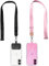 Woijrly 2 Piezas Cordón para Teléfono Cadena Universal con Parche, Colgar Teléfono con Correa Móvil en Cuello Ajustable Cuerda para la Mayoría de los Smartphone para Samsung iPhone Redmi, Negro+Rosa