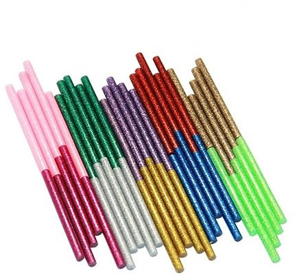 LALAFINA 50pcs Hot Melt Glue Sticks Multipack Glue Gun Sticks Gold Silver Glitter for Crafting DIY Arts Crafts Projects