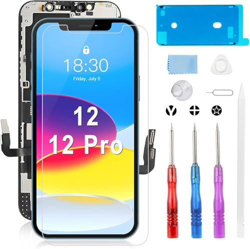 Moautodc Display für iPhone 12 Pro Bildschirm, 6.1 iPhone 12 LCD Bildschirm FHD 3D Touchscreen Digitizer Rahmen Montage und Reparaturkits, LCD Bildschirm für iPhone 12/12 Pro