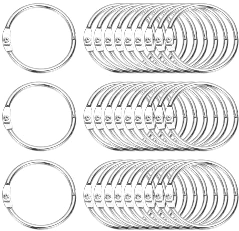 PATIKIL 32mm x 38mm Loose Leaf Binder Ringe, 30 Stück Metall Buch Ringe Nickel Schlüsselanhänger Ring für Papier Indexkarten Flash Card Notebook Ringe Büro Zuhause Buchbinder, Silber Ton