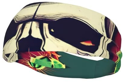 Schweißband mit Totenkopf und niedlichem Kaktusdruck, dehnbar, atmungsaktiv, für Herren und Damen, Stirnbänder für Biker, Yoga, Laufen, Radfahren