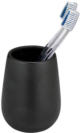 Bicchiere portaspazzolino in ceramica mod. Nerno per la conservazione di spazzolini da denti in ceramica di alta qualità nero moderno dimensioni 6,7 x 11,5 x 6,7 cm