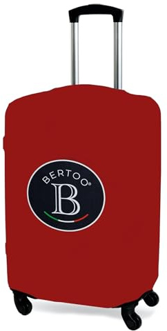 BERTOO Elastische rote Gepäckschutzhülle, Größe M, passend für Kabinenkoffer von 45x32x18cm bis 56x40x24cm, mit Reißverschluss und Schnallenverschluss