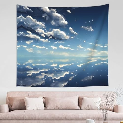 QWVBN Blauer Himmel und weiße Wolken Dekoration Wandteppich aus Stoff mit weicher Textur, geeignet für Wandbehang, Schlafsaal-Dekoration usw.
