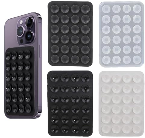 SJACXANM Ventouse Telephone Portable, 4PCS Coque Ventouse, Ventouse pour Téléphone Portable, Antidérapant, Fonctionne avec La Plupart des Téléphones Portables, pour Selfie, Vidéo, Livestreaming