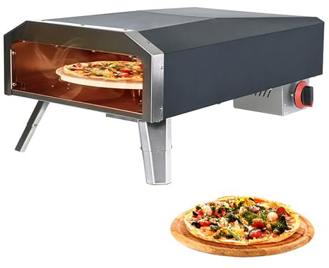 Gas-Pizzaofen für den Außenbereich, tragbarer Propangas-Pizzabereiter mit Pizzastein, Automatischer Drehgrill für Hinterhof und Camping Kochen