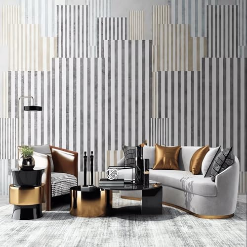 VwrxnchCoatx Art Decor Custom Photo Mural 3D Geometric Vertical Strip Line Pattern Wallpaper Tv Sofa Background Living Room Backdrop-100X70Cm