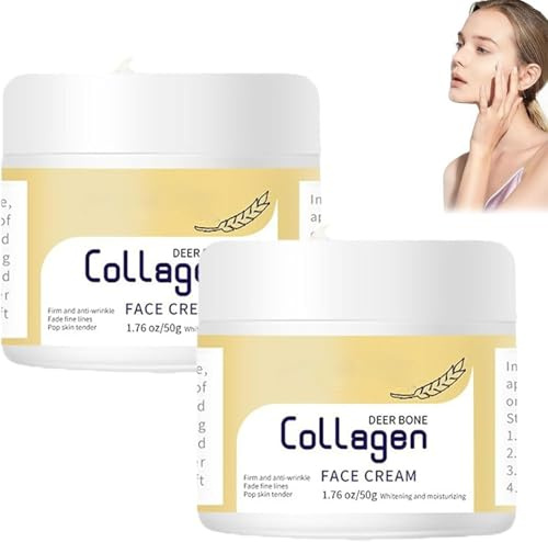 Neue Hirschknochen-Kollagencreme 2025, Feuchtigkeitsspendende und straffende Kollagen-Gesichtscreme, Anti-Aging-Gesichtscreme gegen Falten, für alle Hauttypen