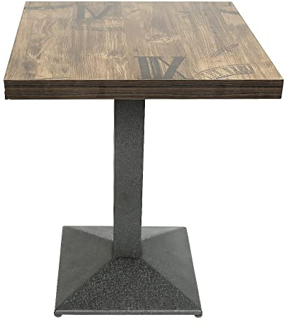 HUOLE Bistrotisch Akazienholz massiv schwarzes Säulengestell aus Metall | Säulentisch/Esstisch für Küche, Café & Essbereich (60 x 60 x 75 cm (Retro))
