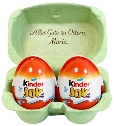 Personalisiertes Oster Geschenkset mit Gravur – inkl. 2 Kinder Joy Überraschungseiern – individuelle Geschenkidee für Kinder und Erwachsene