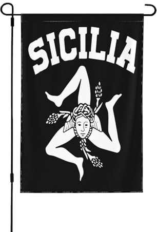 Bandiera da giardino bifacciale Sicilian Trinacria Sicilia Proud, bandiera decorativa resistente in PC, bandiera decorativa per tutte le stagioni per prato, portico e giardino