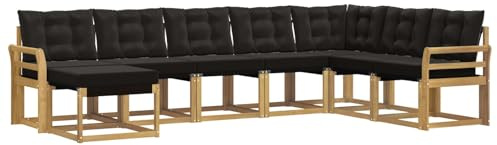 vidaXL Outdoor-Sofagarnitur mit Kissen 8 pcs Weiß und Schwarz, Garten Sofa, modernes Ecksofa, Robustes Sitzmöbel, Möbel für Terrasse, gemütliche Lounge