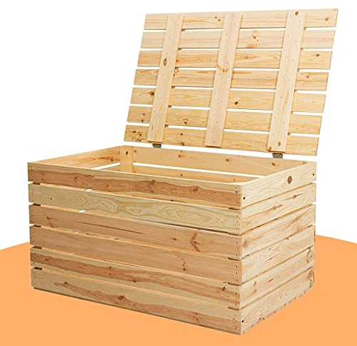 2 helle Obstkisten mit Deckel als Truhe/Holztruhe XXL große Größe 80x50x39 cm