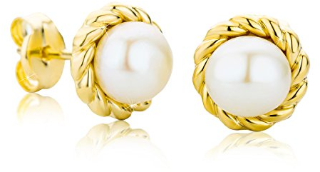 Orovi Damen Ohrringe Perlen Set Ohrstecker 9 Karat Gold Gelbgold (375) Schmuck