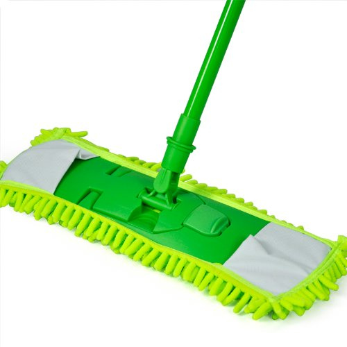 Accessotech Extendable Microfibre Floor Mop Cleaner Sweeper Wooden Laminate Tile Wet Dry (Green)