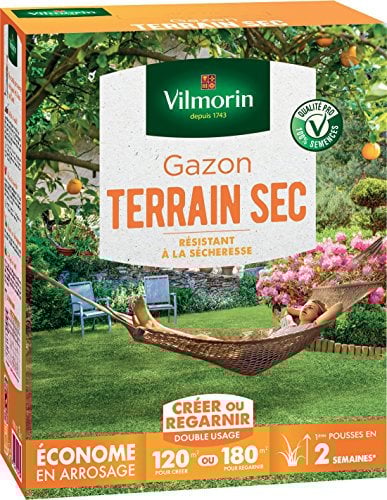 Vilmorin – Prato per terreno secco – Resistente alla siccità – Risparmio in irrigazione – Prima spinta visibile dopo 2 settimane – Per creare un nuovo prato, guardare un prato antico – 3 kg