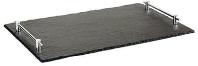 APS 966 HOCHSTAPLER GN 1/1 Natur Schiefer Tablett mit Chrom überzogener Handgriffe, 53 x 32,5 x 6 cm