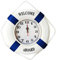 LIOOBO Mediterrane Stil Wanduhr Willkommen an Bord Rettungsring Wanduhr für Wohnzimmer Küche Badezimmer 35cm Keine Batterie
