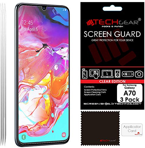 TECHGEAR [3 Pack] Screen Protectors Compatible with Samsung Galaxy A70, CLEAR LCD Screen Protectors Cover Guards
