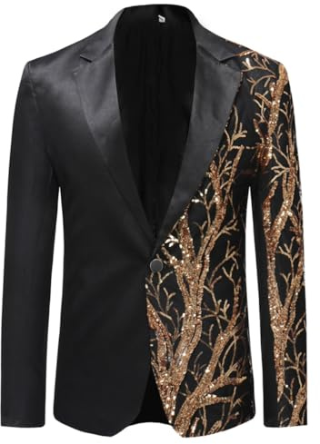 Allthemen Sakko Herren Slim Fit Bunte Sakko Casual Blazer Glitzer Smokingjacke für Hochzeit