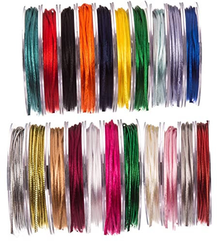 SUPER RIBBONS®™- Full Reel 3mm Satin Rattail Silk Cord, 20 Metres on Reel - Green