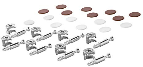 Gedotec Möbelverbinder Exzenter Schrank-Verbinder MINIFIX 15 mm | Abdeckkappen braun & weiß | Verbinder für Bohrloch Ø 5 mm | Komplett-Set - MADE IN GERMANY | Möbelbeschläge | 1 Set