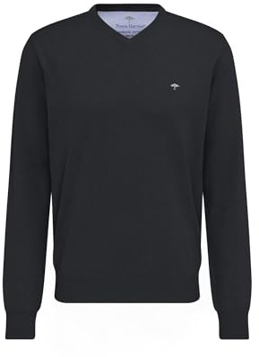 FYNCH-HATTON Pullover aus Baumwolle mit V-Ausschnitt Charcoal / 4XL