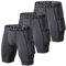 ZENGVEE 3er Pack Laufhose Herren kurz Schnelltrocknendes Leggings Kurz mit Seitentaschen Tights Herren unterwäsche für Männer（Grey-XL