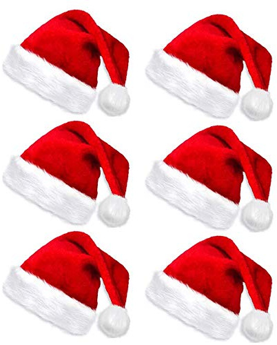 obqo Christmas Plush Santa Hat for Adult, Unisex Adult Christmas Hats Fabric, Plush Christmas Costume Classic Hat, Adult Size