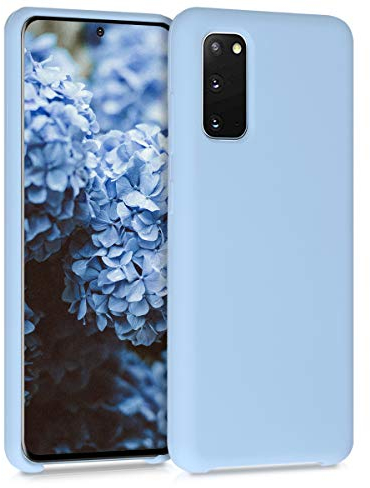 kwmobile Hülle kompatibel mit Samsung Galaxy S20 Hülle - Silikon Handy Case - Handyhülle weiche Oberfläche - kabelloses Laden - Hellblau matt