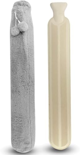 Pukkr Extra Long Hot Water Bottle 72cm – 2L Long Hot Water Bottle with Soft Fleece Cover, Leak-Proof Screw Cap, Neck & Shoulder Pain Relief