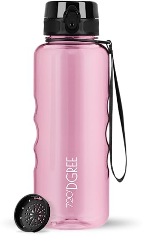720°DGREE Trinkflasche ”uberBottle” – BPA-Frei, 6 Größen, über 40 Farben | Leichte Premium Tritan Sportflasche mit Sieb - Wasserflasche für Sport, Kinder, Schule, Fahrrad, Büro, Uni, Outdoor, Alltag