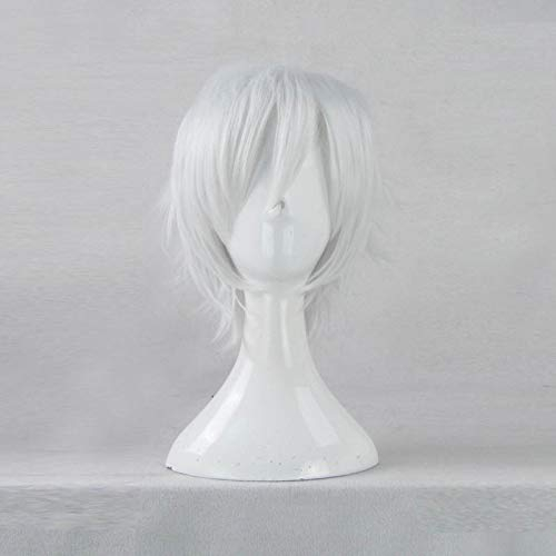 Jwyq Tokyo Ghoul Kaneki Ken Cosplay Perücken Hochtemperatur-Faser-Kunsthaar Kostüm Splitter Kurzes Haar Mit kostenloser Perückenkappe