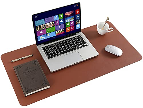 ARNTY Schreibtischunterlage, Schreibtischunterlage Leder Schreibunterlage Schreibtischunterlagen Wasserdichte Ultradünnes Schreibtisch Unterlage für Büro-oder Heimbereich (Braun&Grau,80 * 40cm)