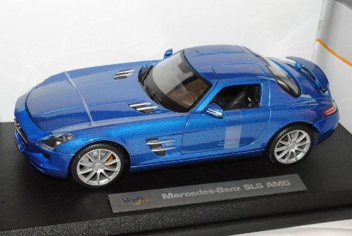 Mercedes-B SLS AMG Gullwing Coupe Blau C197 Ab 2009 1/18 Maisto Modell Auto mit individiuellem Wunschkennzeichen