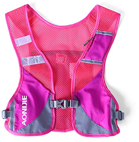 Ultraleicht Reflektierender Trinkrucksack Rucksack Trinkweste Marathon Running Rucksack für Damen Herren (Rose)