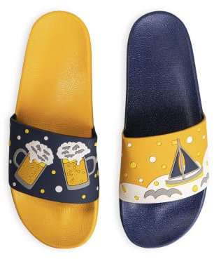Dedoles Ciabatte Donna Uomo & Bambini Sandali per Spiaggia e Piscina con tanti Design Patatine Fiori Volpe Lama Nuvole Ketchup Regalo, Color: Birra fredda, 42 EU