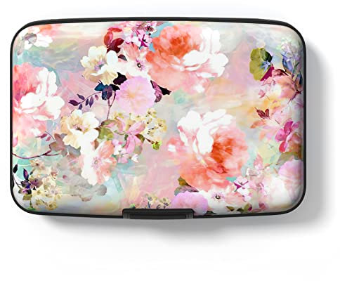 Hsxnam Kreditkartenetui, klein, RFID-Metall, Kreditkartenetui, niedlich, Visitenkartenhalter, Tasche, Ausweishülle für Damen und Herren, Beauty Floral, Beauty floral, Modern