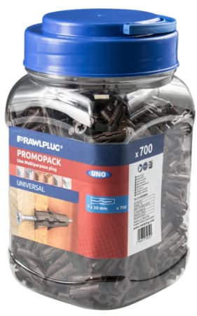 Rawlplug Uno Lot de 700 vis et chevilles universelles 7 mm Marron