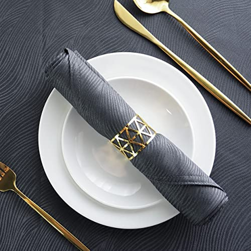 SPRICA Stoffservietten 4er-Set, 48 x 48 cm, Waterflow-Muster, Dunkelgrau | Maschinenwaschbar, Wiederverwendbar, Jacquard-Struktur, Pflegeleichtes 100% Polyester, Elegante Tischdekoration, Feiern
