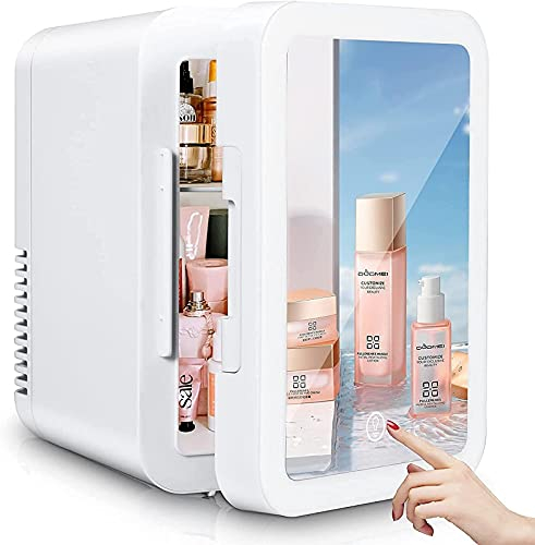 HMTE mini fridge,With Mirror, Mini Fridge 5 Liter, Portable Mirrored With LED Lighting, AC/DC Portable Small Fridge For (5l)