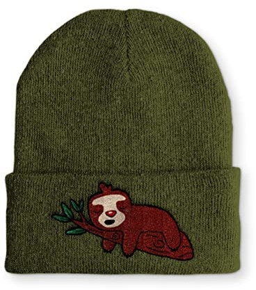 tshirtladen Schlafendes Faultier Mütze Statement Spruchmütze Beanie mit Spruch, Farbe: Olive