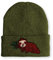 tshirtladen Schlafendes Faultier Mütze Statement Spruchmütze Beanie mit Spruch, Farbe: Olive