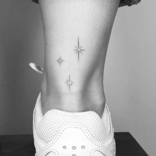 Inkster Tattoo - Drei Sterne | vegane & wasserfeste Temporäre Tattoos für Erwachsene - EU-Kosmetikzertifizierte Farbe - revolutionäres 2 Wochen Tattoo | Premium Klebetattoos & Fake Tattoo