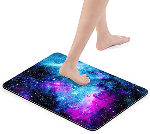 Zomer Badematte Badteppich rutschfest waschbar 42x60 cm Badezimmerteppich mit Nebel Galaxie Motiv