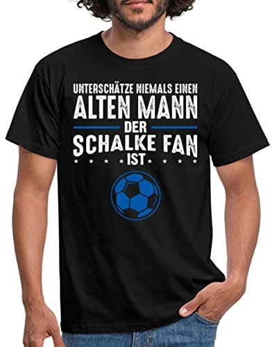Spreadshirt Schalke Fan Alter Mann Fußball Geschenk Gelsenkirchen Männer T-Shirt, XXL, Schwarz