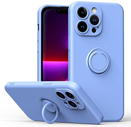 ALLUPS Custodia con supporto per anello magnetico in silicone per iPhone 11 12 13 14 Pro XS Max XR XS X 8 7 Plus Custodia morbida per supporto per dito, viola lilla, per iPhone 13 Mini